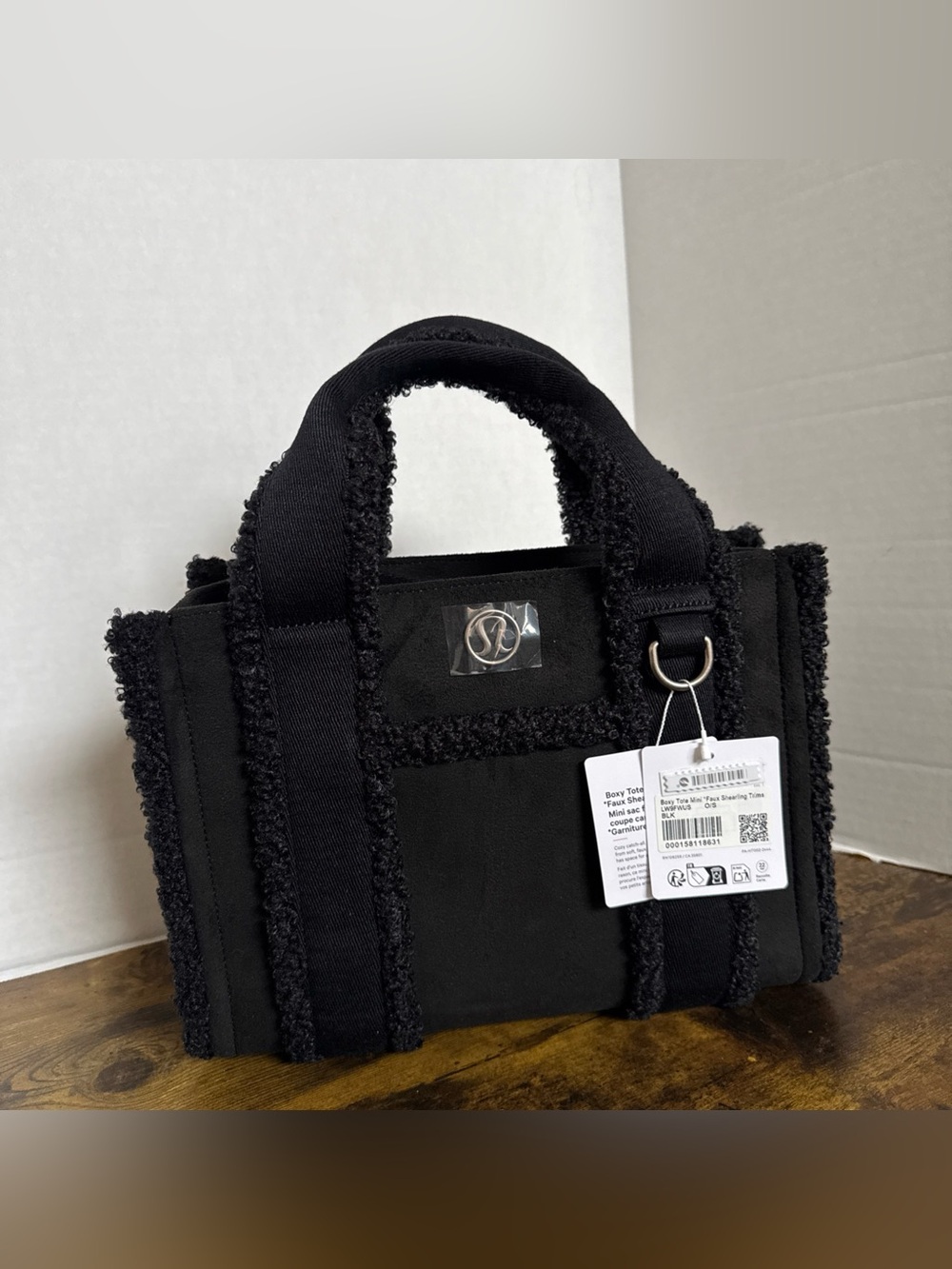 Lululemon Boxy Tote Mini Bag Black 5L Faux Shearling Trims NWT *Sold Out*